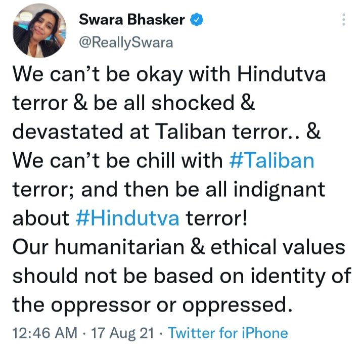 Swara Bhaskar tweet on Hindutva